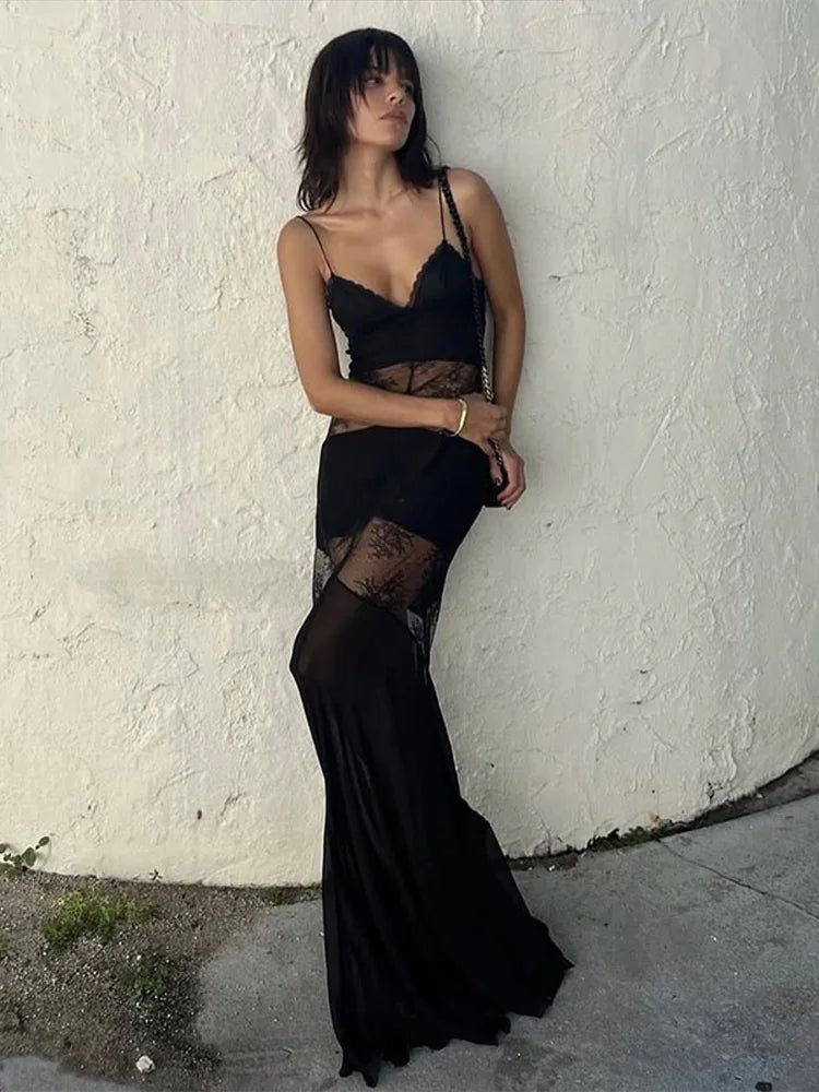 SOERA Ravenna Sheer Lace Slip Maxi Dress - Dresses -  XS