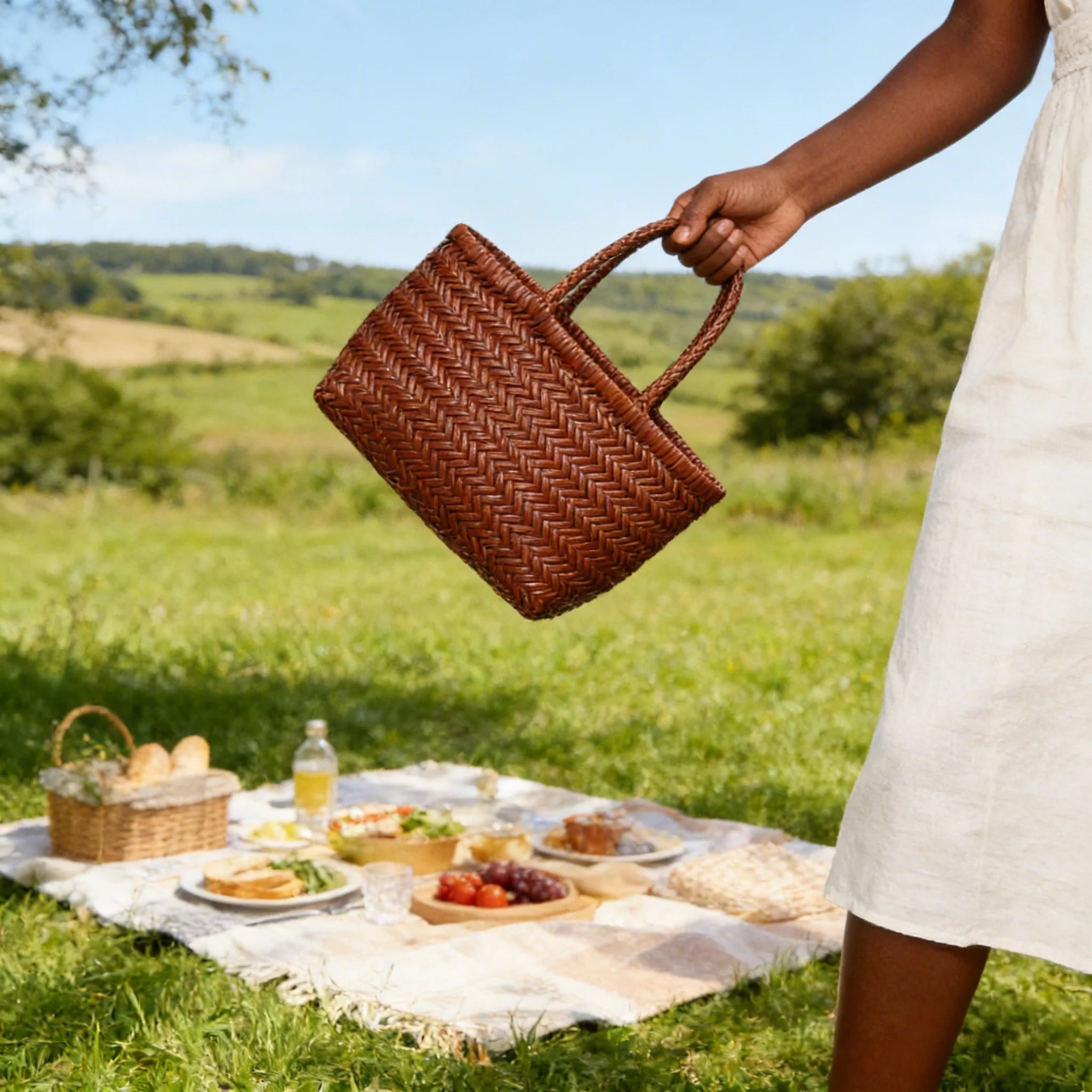 SOERA Anais Handwoven Leather Tote Bag - Handbags -  Coffee