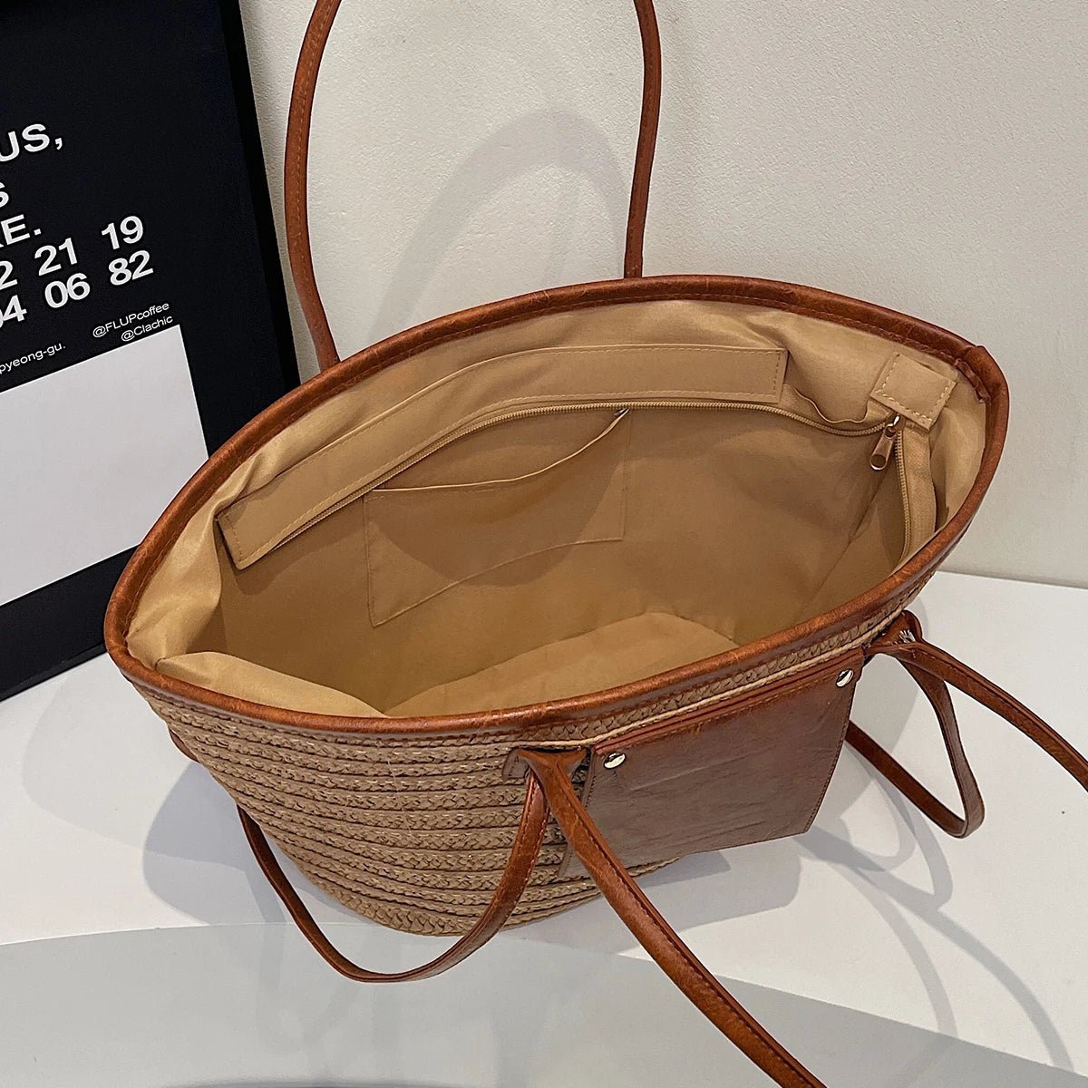 SOERA Beatrice Forest Woven Single-Shoulder Tote - Handbags -  Brown