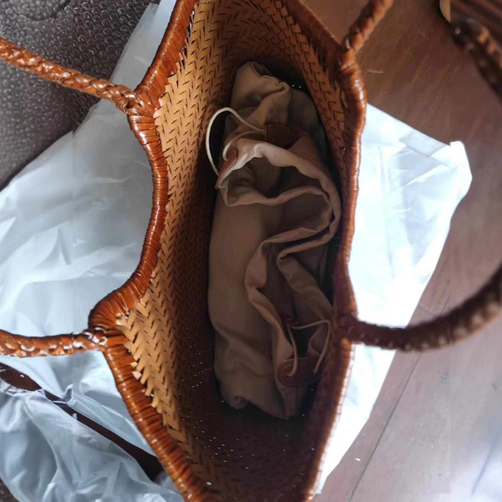 SOERA Beatrice Woven Tote Bag - Handbags -  Green Small