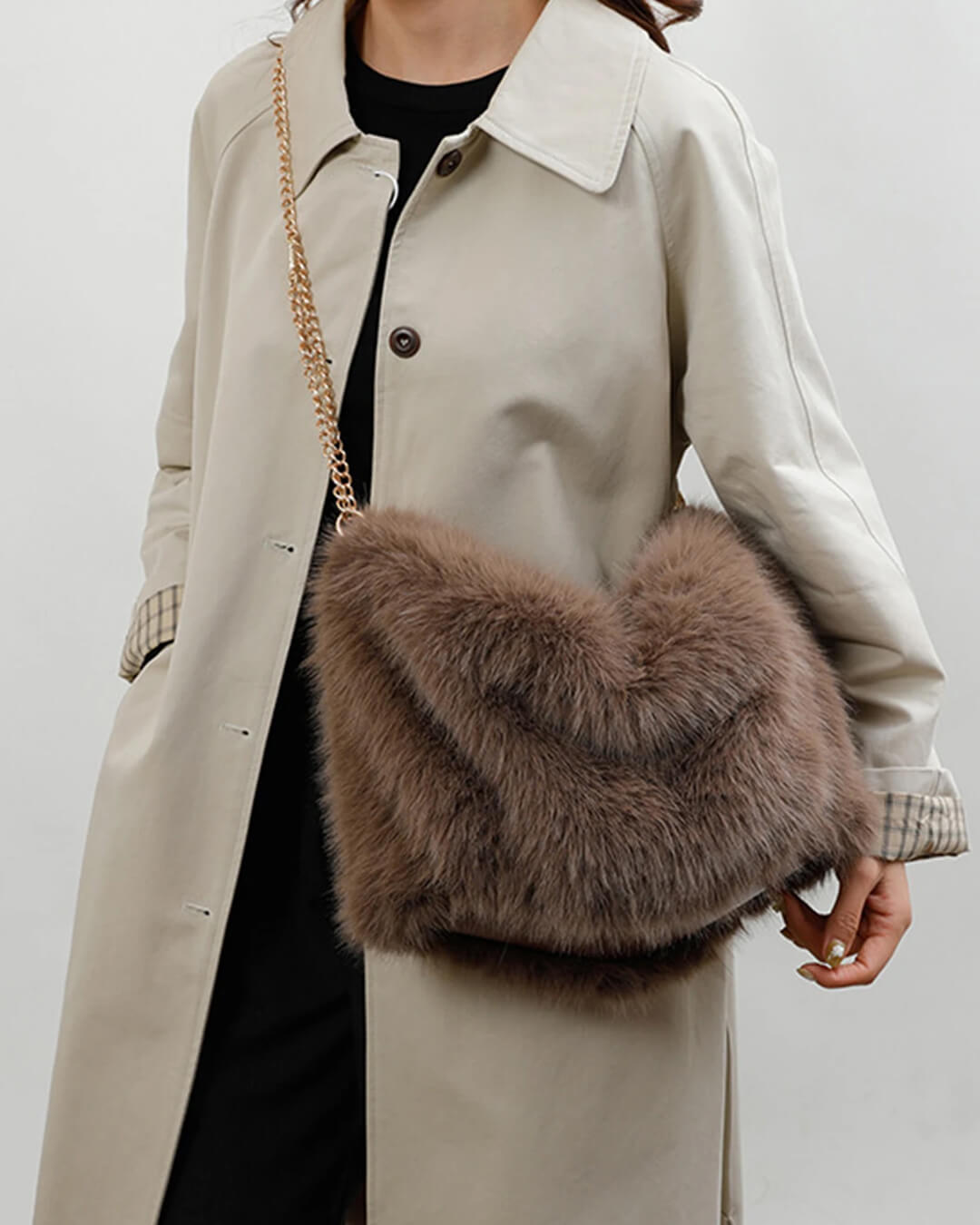 SOERA Loreen Faux Fur Tote Bag - Handbags - 3256810099084014-;qm1765284569702719711 Brown