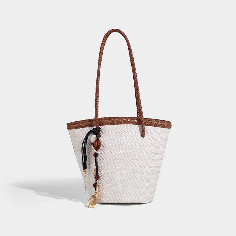 SOERA Meryl Woven Bucket Handbag with Pouch - Handbags - 1005009214177960-;HS1775031590860753715 White