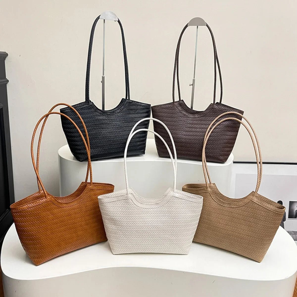 SOERA Riona Textured Weave Handbag - Handbags -  White