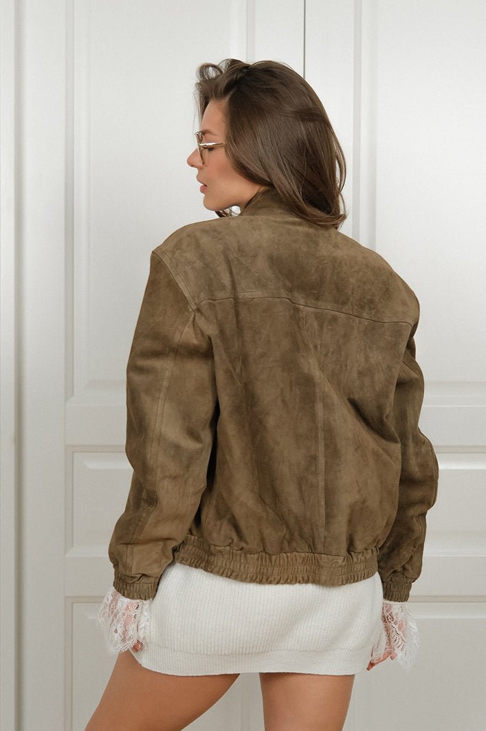 SOERA Alavsha Vintage Khaki Suede Jacket - Jacket - SOERA-420483-KHA-S-63203 Brown S