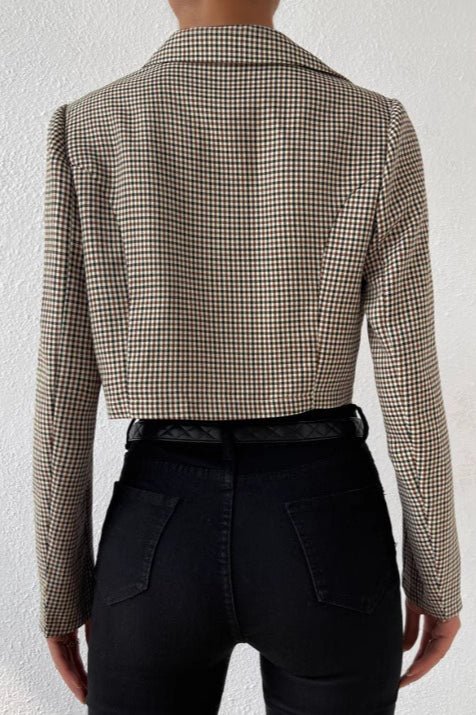 SOERA Bianca Houndstooth Cropped Blazer - Jacket -  XL
