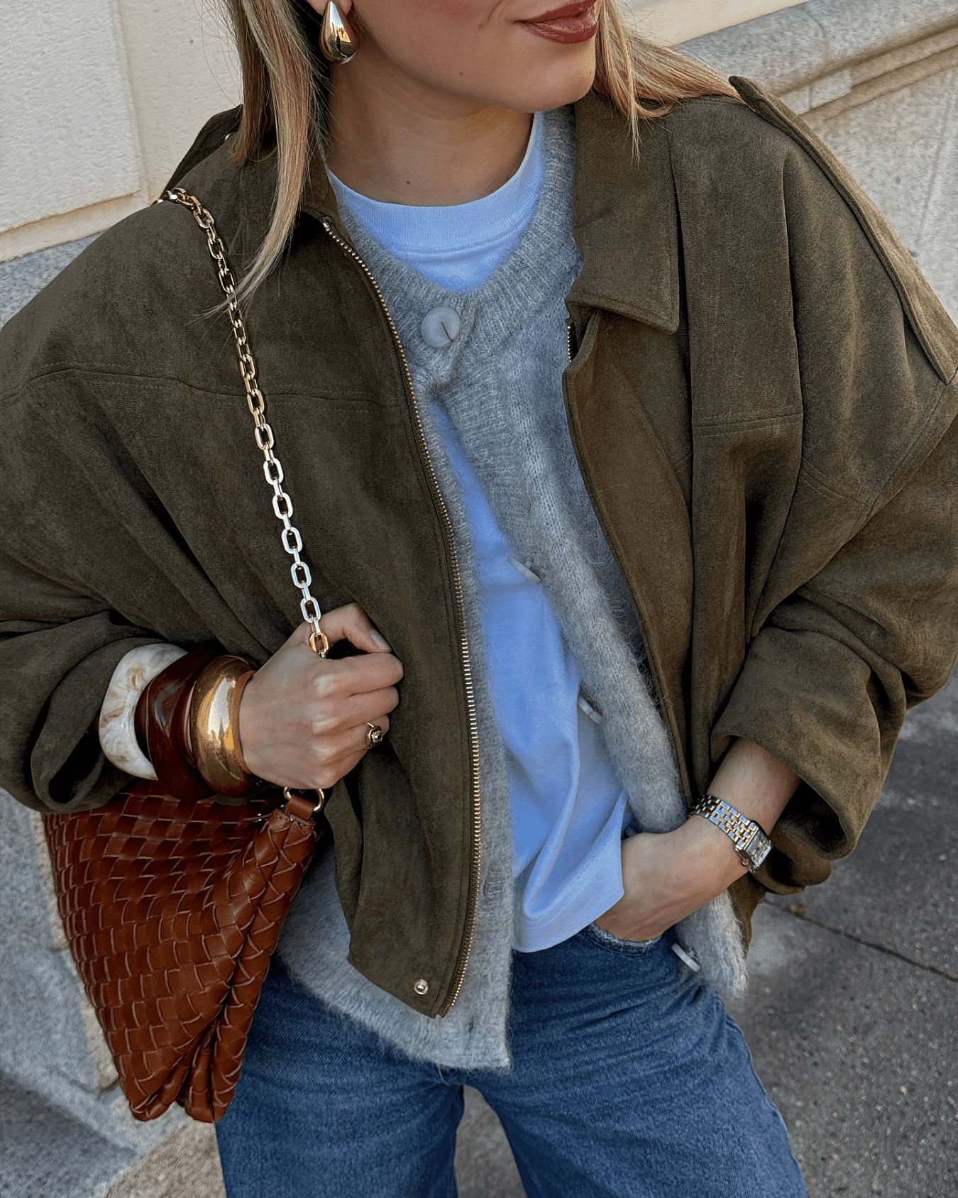 SOERA Constance Faux Suede Bomber Jacket - Jacket - SOERA-680707-S-OLIVE-86883 Olive S