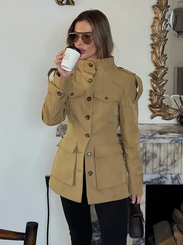 SOERA Rebecca Tailored Stand Collar Jacket - Jacket - SOERA-445955-DBE-XS-64227 Beige XS