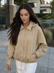 Angela Drawstring Hooded Zip Jacket