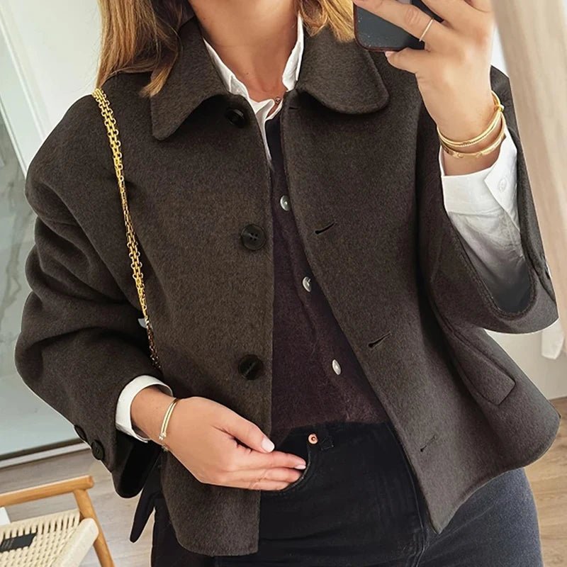 SOERA Angelina Buttoned Short Jacket - Jackets - 1005009897269668-;kN1767257410472935455 S Brown