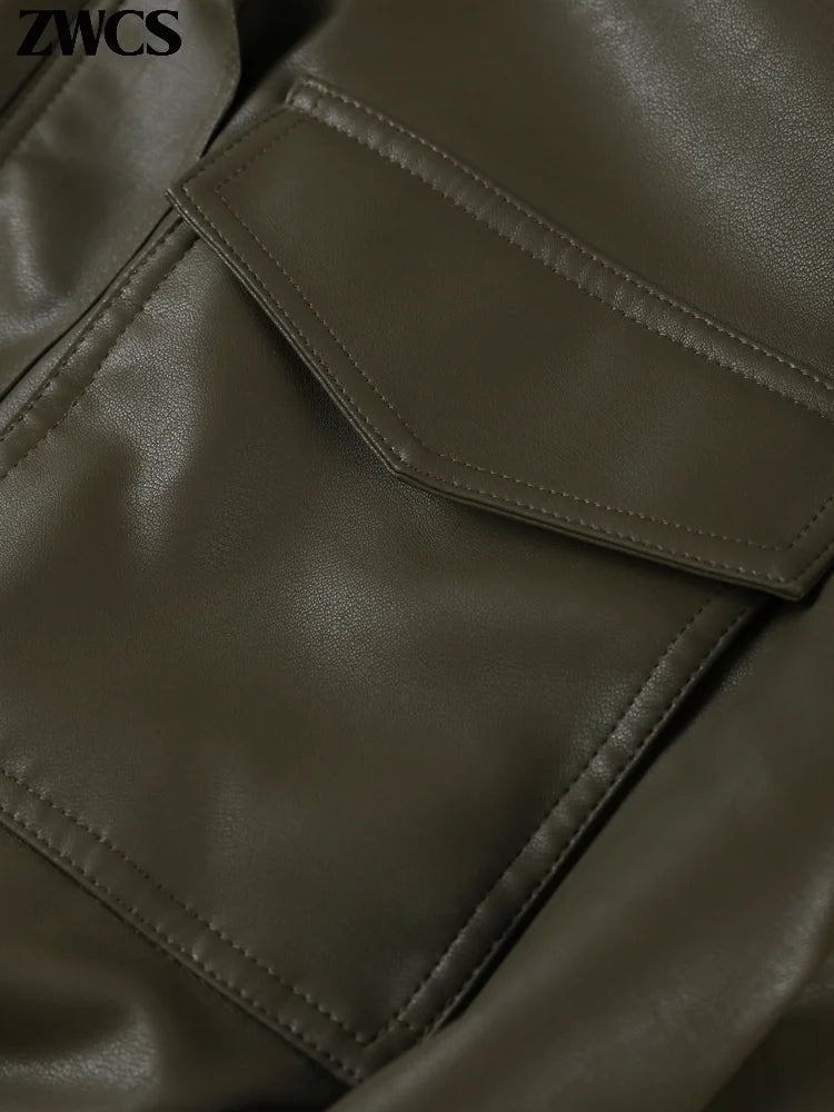 SOERA Brianna Faux Leather Bomber Jacket - Jackets - bQ1762772375816586869 Brown S