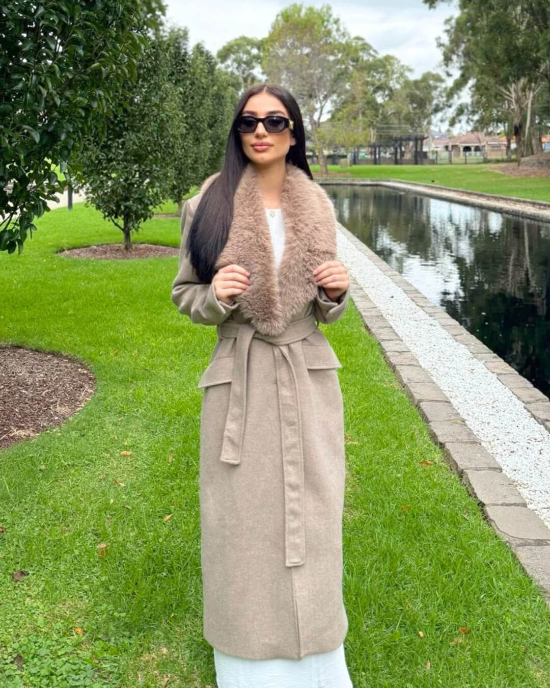 SOERA Faye Faux Fur Collar Maxi Coat - Jackets - 1005008156822535-;dE1764102180810518310 Beige XS