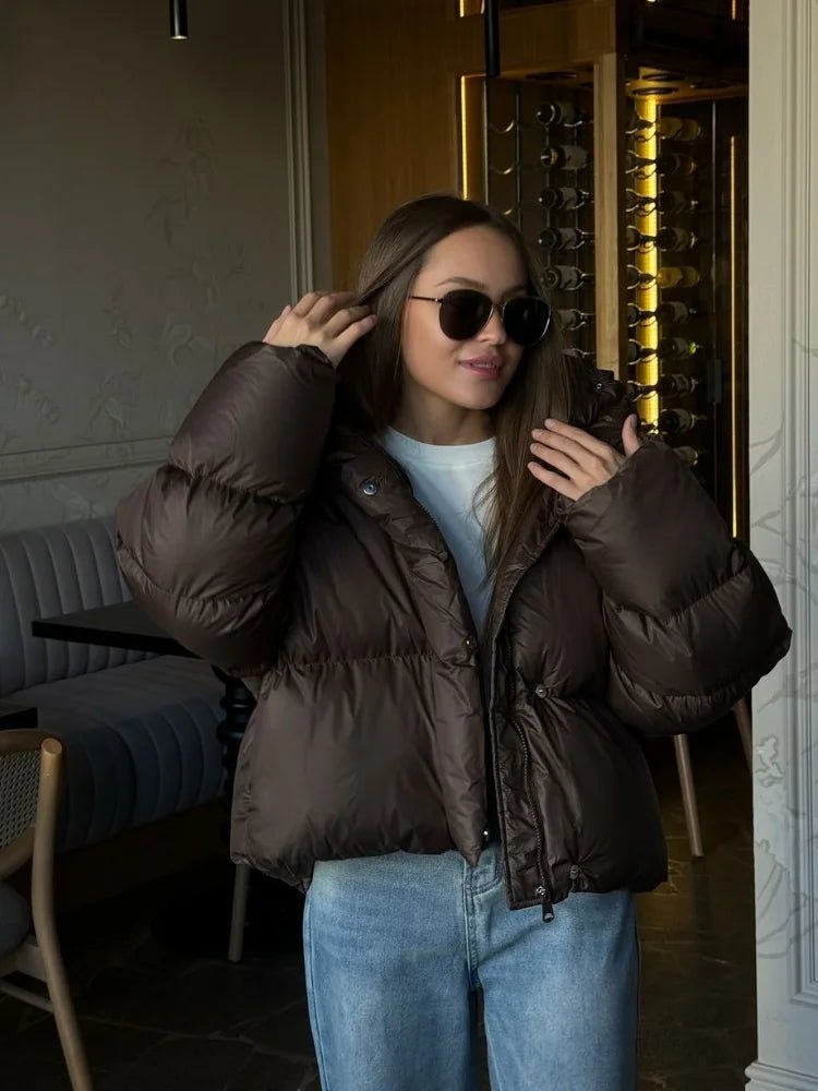 SOERA Gaia Short Hooded Puffer Jacket - Jackets - XP1761122304055473507 Brown L