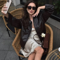 Jenny Faux Leather Bomber Jacket