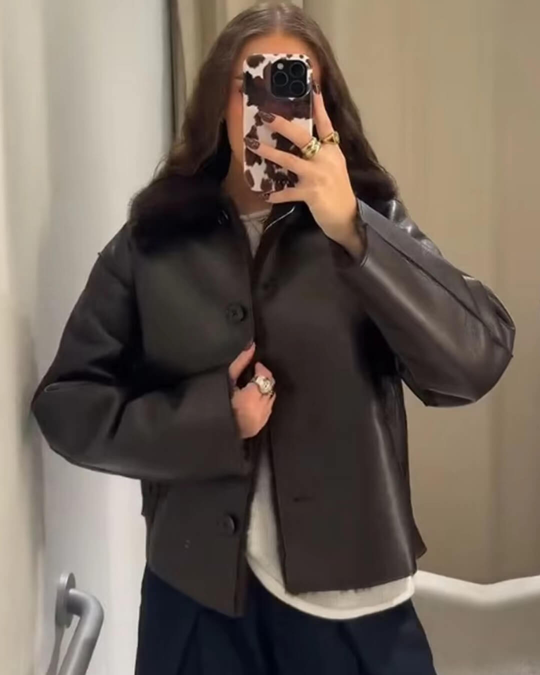 SOERA Joana Reversible Faux fur Leather Jacket - Jackets - 1005010183451153-;cy1762998400013899773 Chocolate S