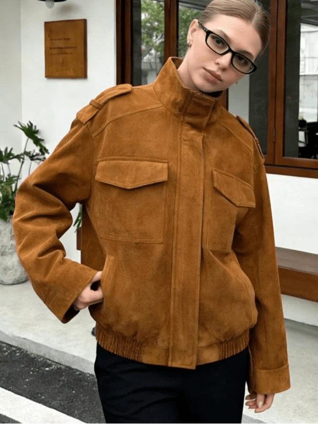 SOERA Marianne High Neck Suede Pocket Jacket - Jackets - 1005008551331900-;Eh1775552729666719748 Camel XS