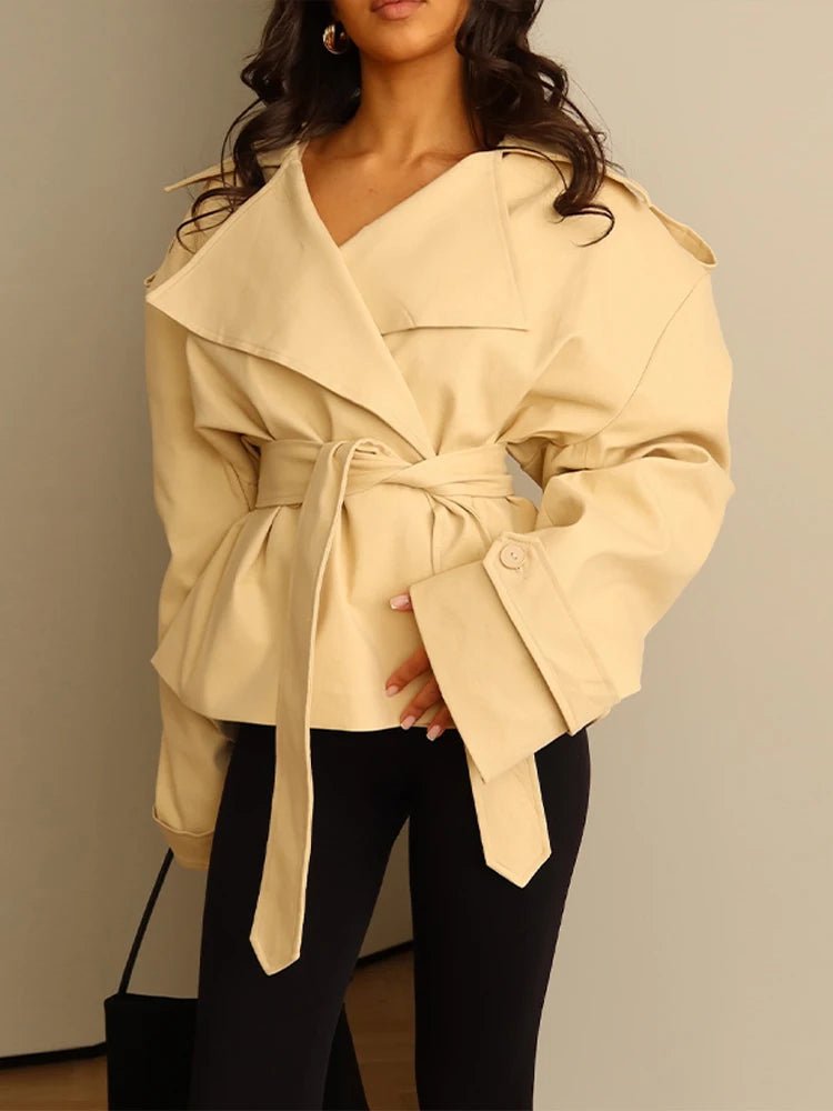 SOERA Molly Belted Cropped Trench Coat - Jackets -  Apricot XS