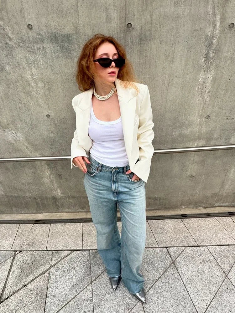 SOERA Olga Padded Cropped Suit Jacket - Jackets - 1005010749500479-;IK1774012026652106419 White M