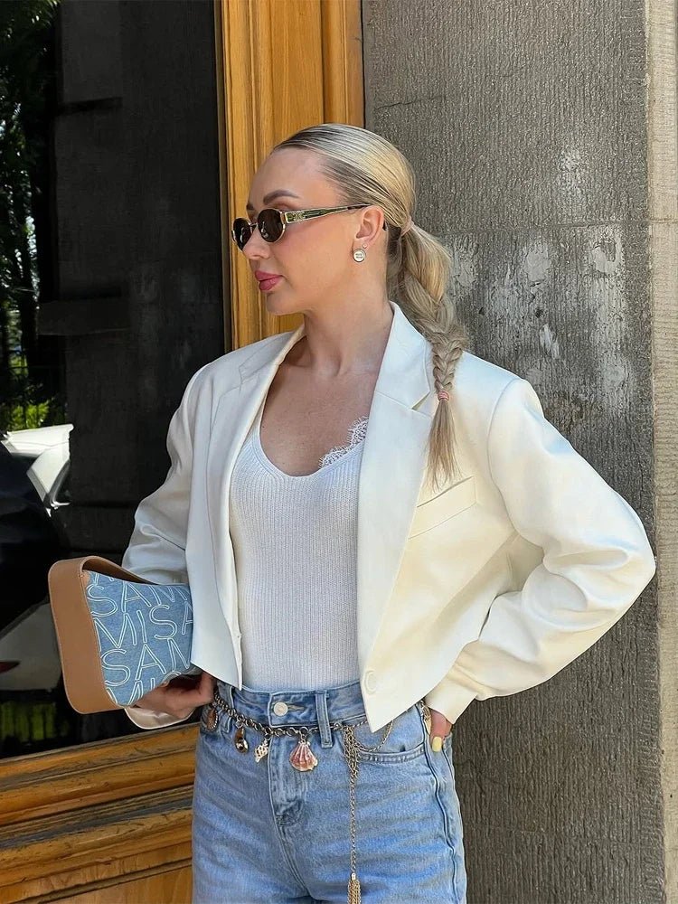 SOERA Olga Padded Cropped Suit Jacket - Jackets - 1005010749500479-;pJ1774012026652634718 White S