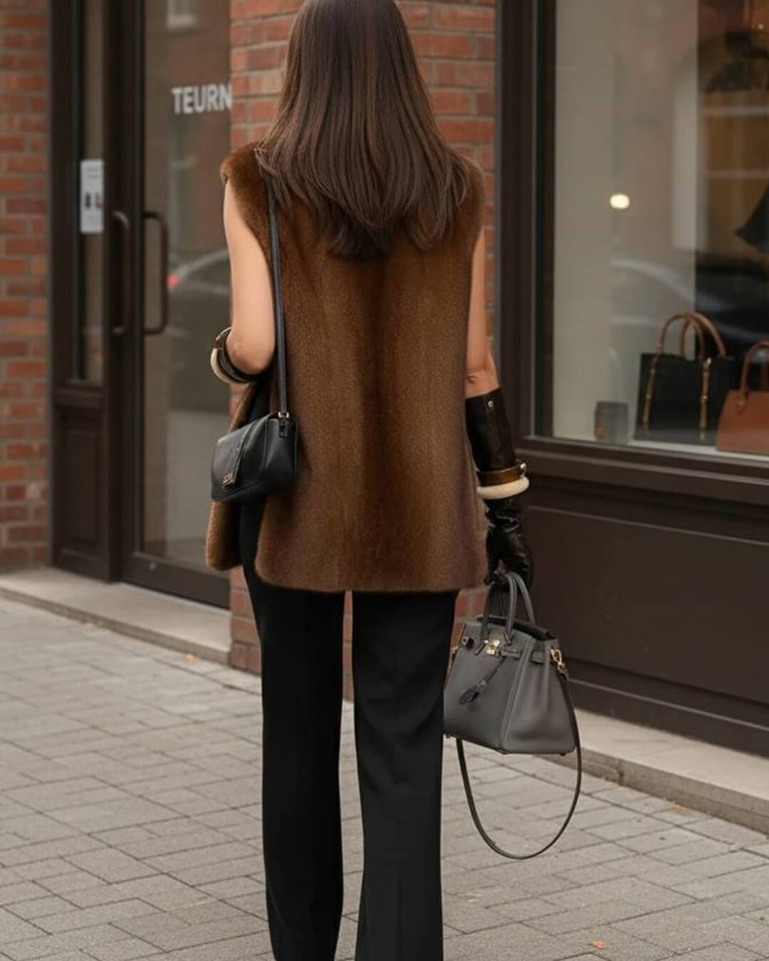 SOERA Rina Faux Fur Turtleneck Vest - Jackets -  Gradient Brown