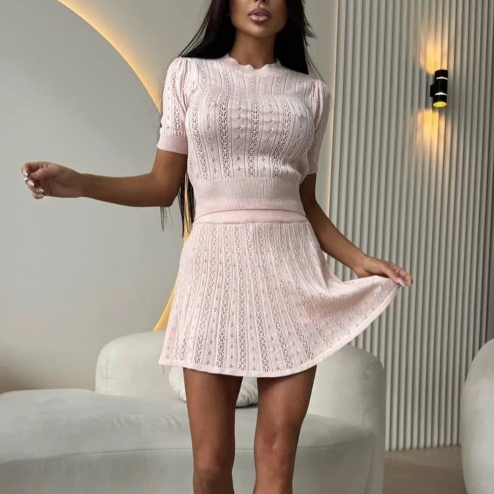 SOERA Beatrice Two-Piece Short Skirt Suit Set - Matching Sets -  Pink XS
