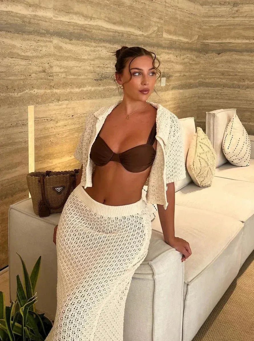 SOERA Celeste Crochet Stylish Set - Matching Sets -  Beige S