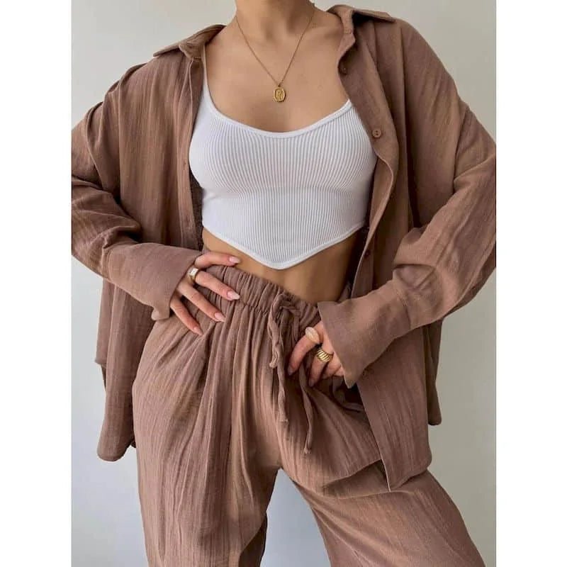 SOERA Frances Lapel Long Sleeve & Pants Set - Matching Sets - 1005009887708935-;hm1776125343195652404 Black S