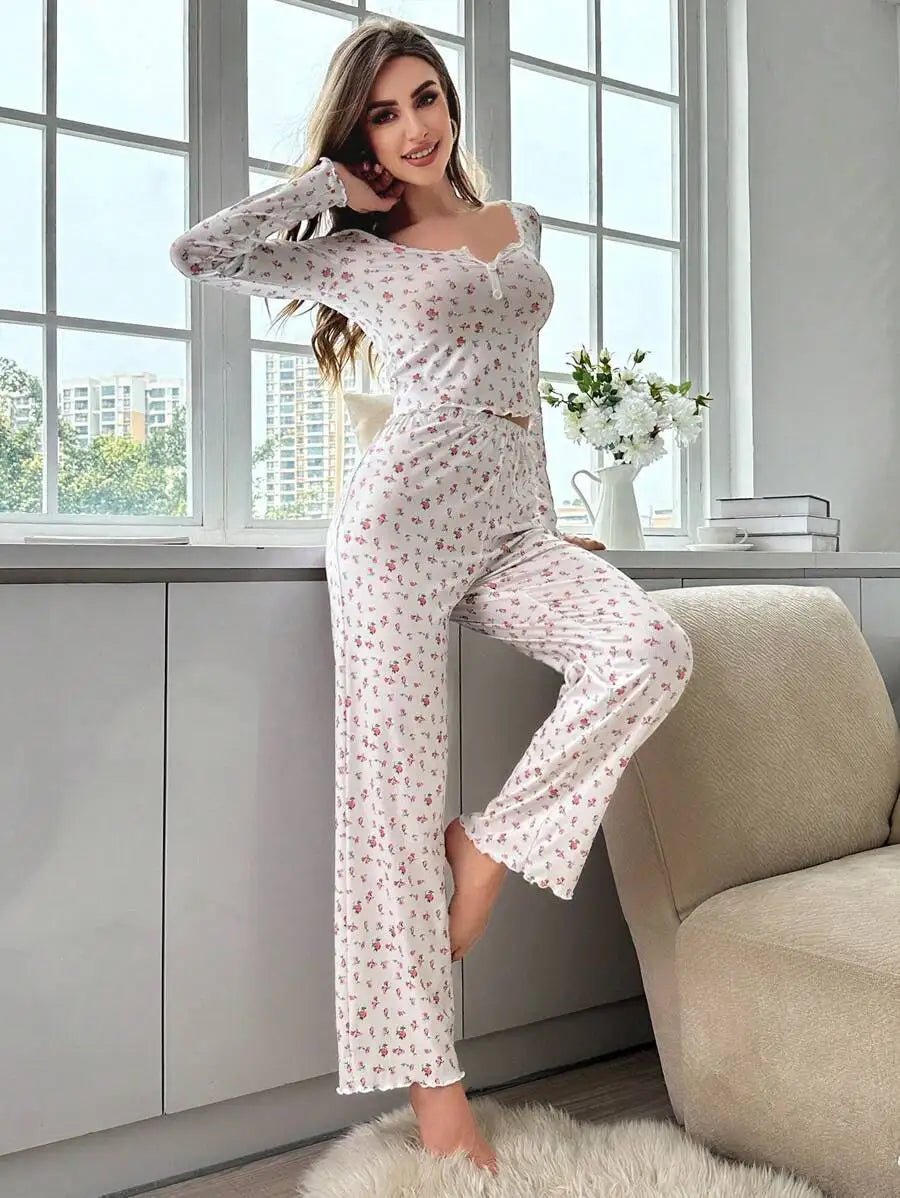 SOERA Long Sleeve Floral Pyjama Set - Matching Sets -  Top S