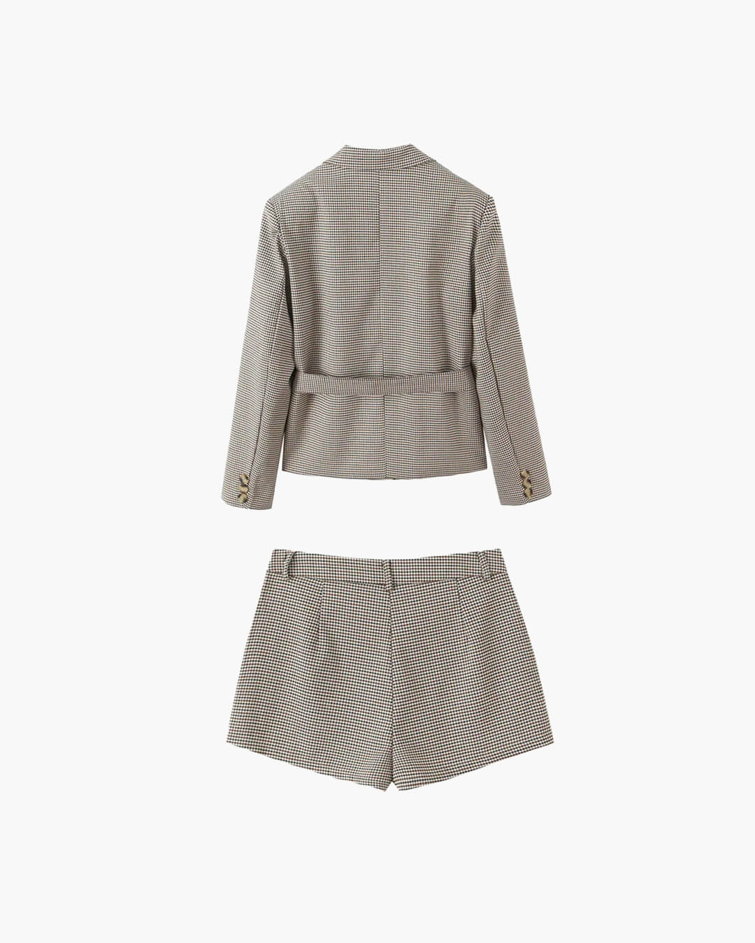 SOERA Lucy Houndstooth Belted Shorts Suit - Matching Sets - 1005010106269418-;UW1770303445138348552 Blazer L
