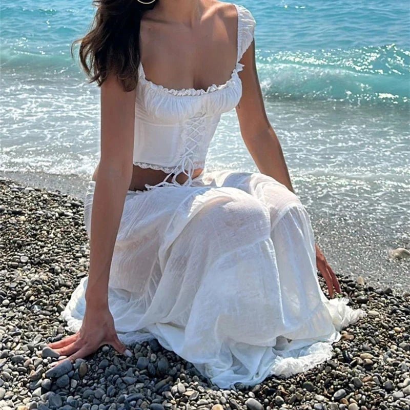 SOERA Sophia Lace Off-Shoulder Two-Piece Set - Matching Sets - SOERA-842819-WHI-S-63395 S