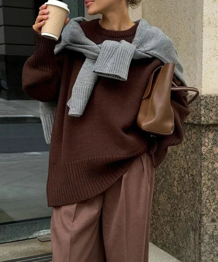 SOERA Georgette Ribbed Knit Sweater - Pullover - lR1768690473142205195 Brown L