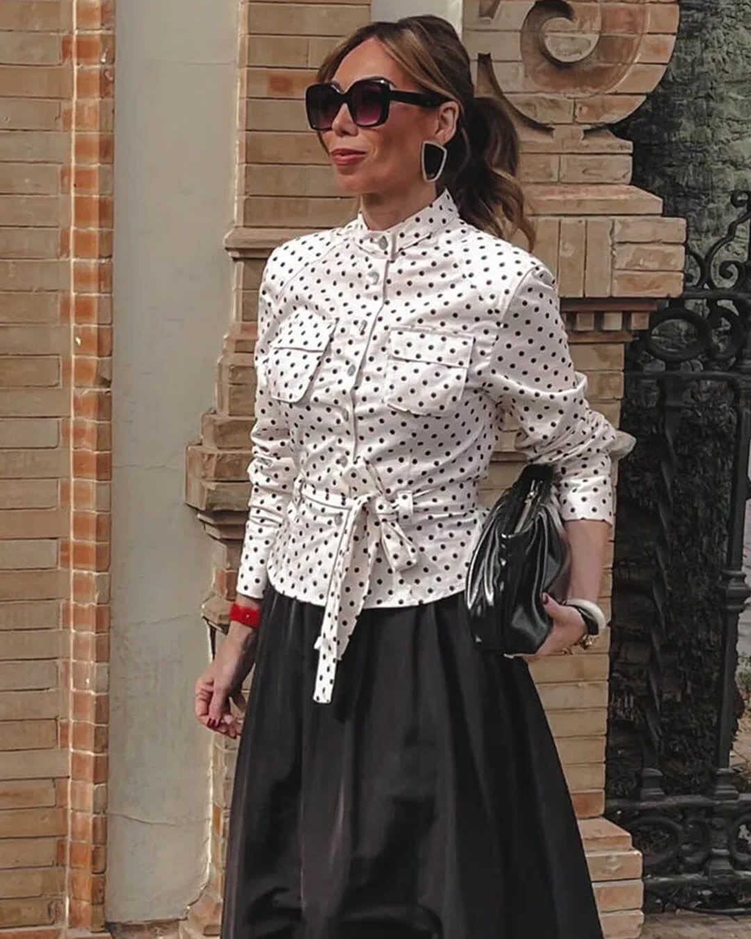 SOERA Jia Polka Dot High - Waist Trouser Set - Set -  Top XS