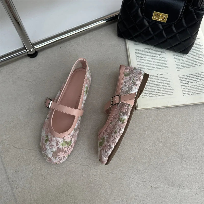 SOERA Helen Mesh Mary Jane Ballet Flats - Shoes - 1005010714131580-;se1769140528171649186 Pink 39