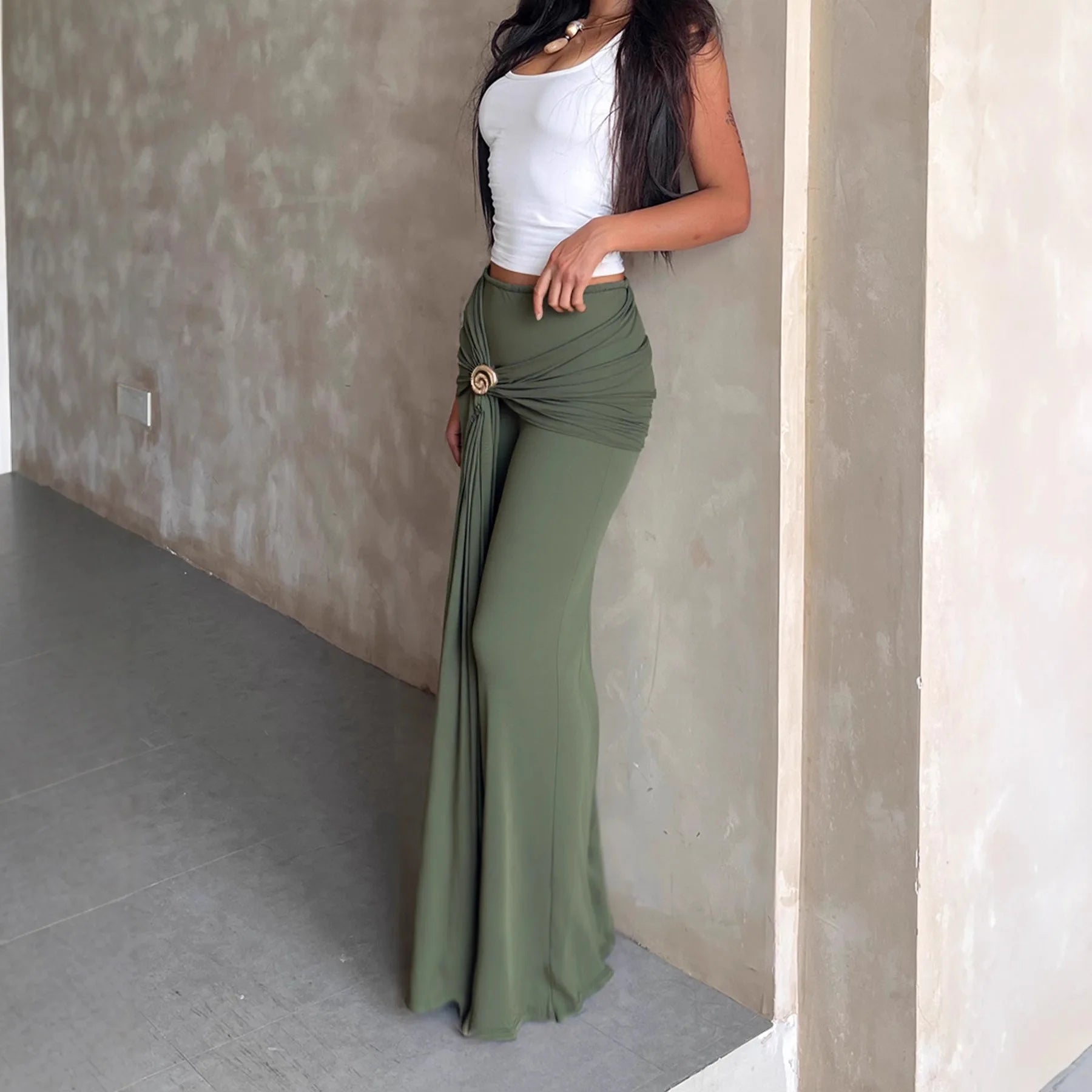 SOERA Lily Low-Rise Maxi Skirt - Skirt - SOERA-370691-GRE-L-57955 Green L