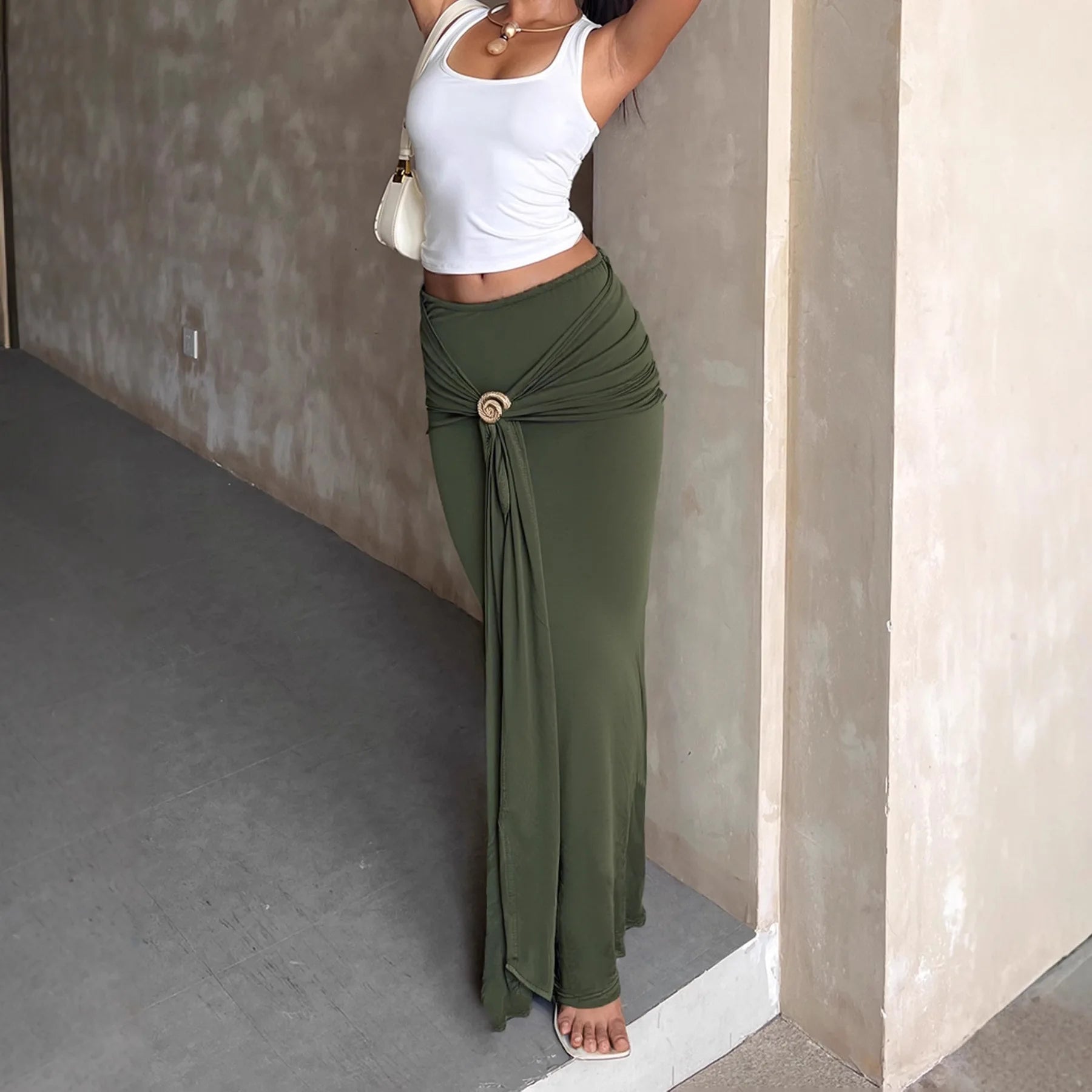 SOERA Lily Low-Rise Maxi Skirt - Skirt - SOERA-370691-GRE-S-92419 Green S