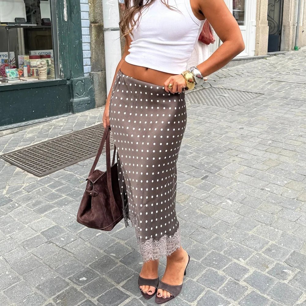 SOERA Hadley Polka Dot Lace Trim Midi Skirt - Skirts - 1005010113115005-;Dw1774012026567521534 White S