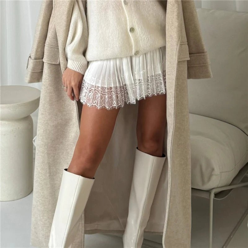 SOERA Jennifer Lace Mini Skirt - Skirts - 1005008264477021-;Um1768905118909892499 White L