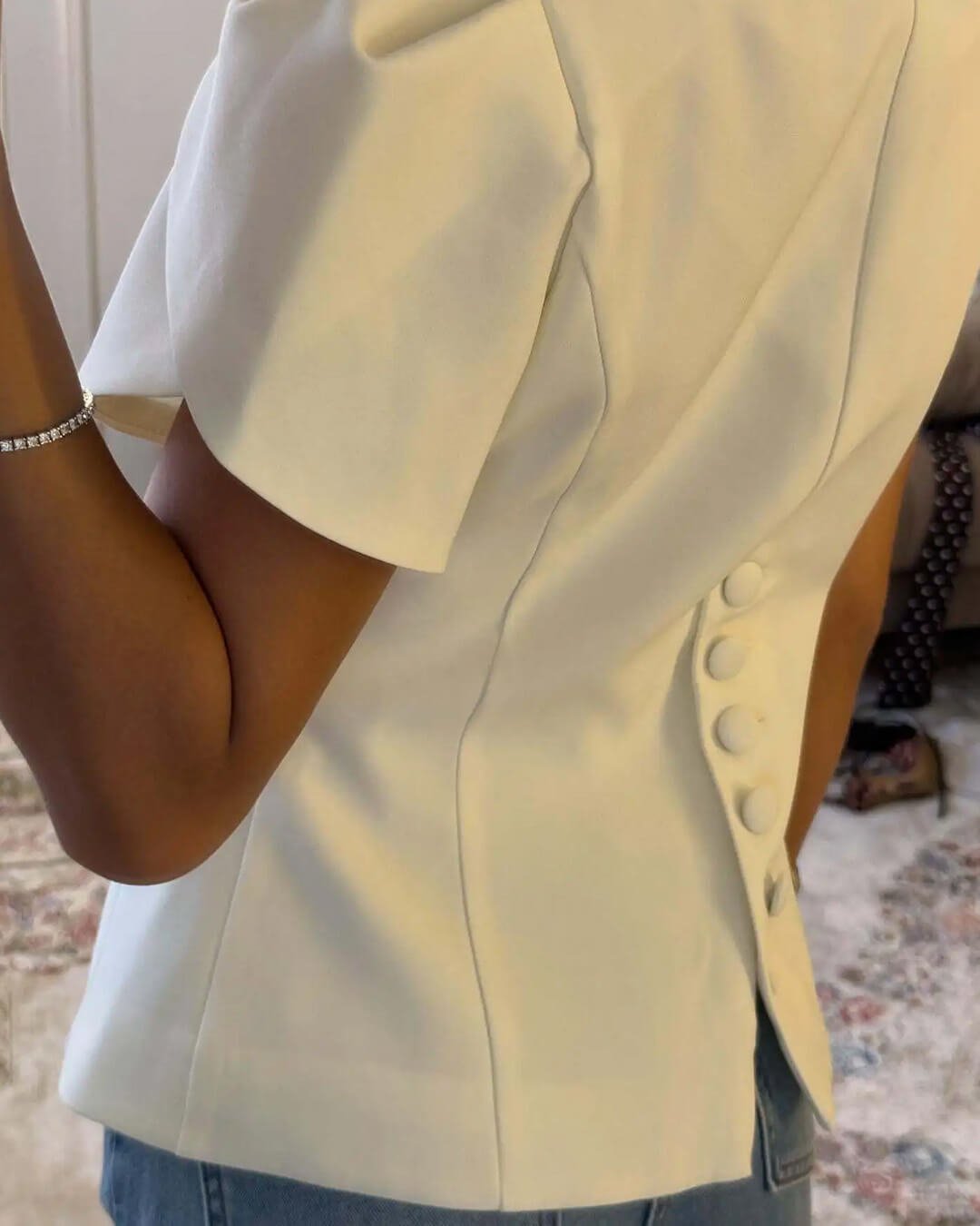 SOERA Bianca Button Front Stand Collar Top - Tops -  White S