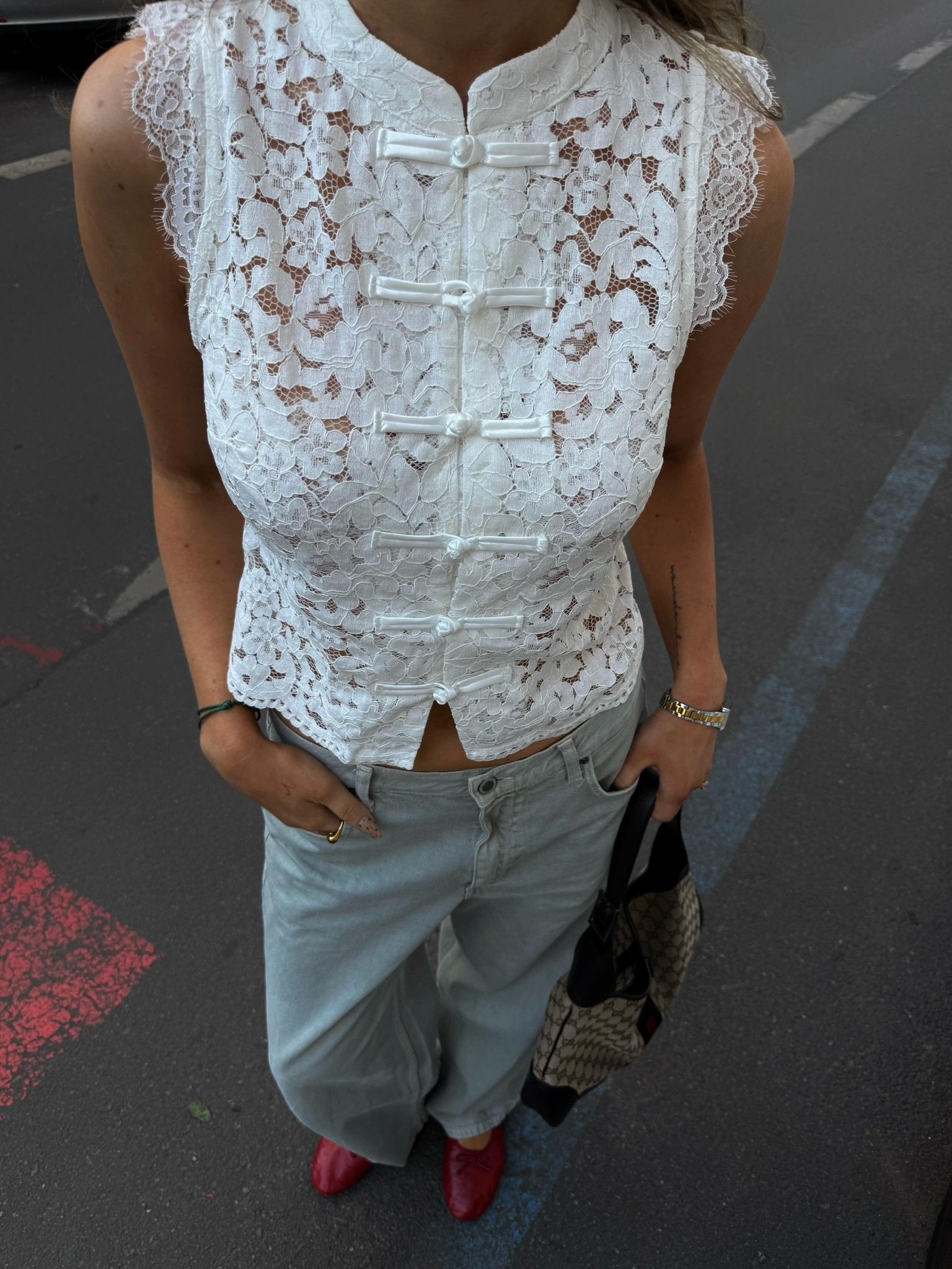 SOERA Bianca Mandarin Sleeveless Lace Top - Tops - SOERA-133123-S-WHITE-76483 White S