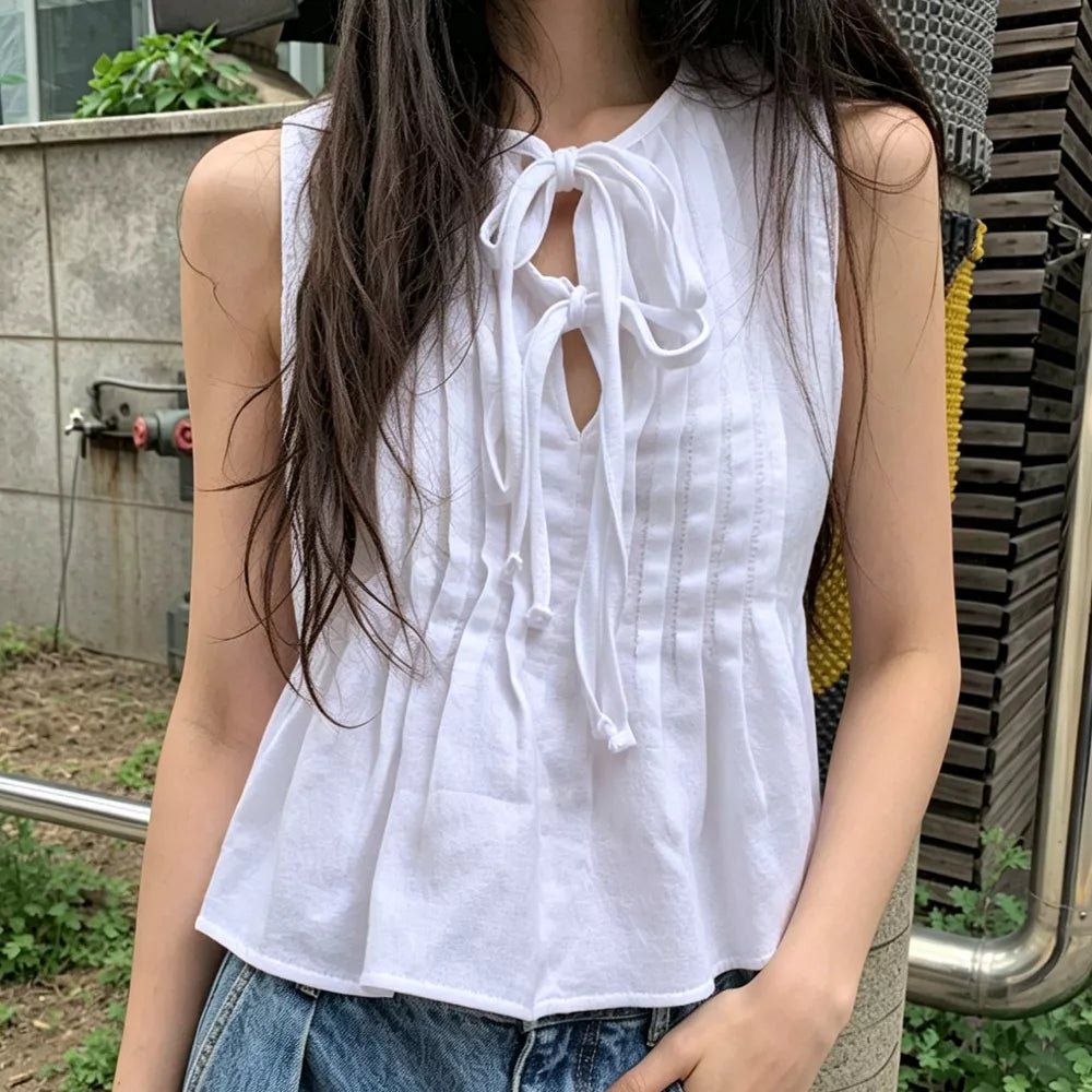 SOERA Honora Ruffle Hem Tie-Front Top - Tops -  White XS