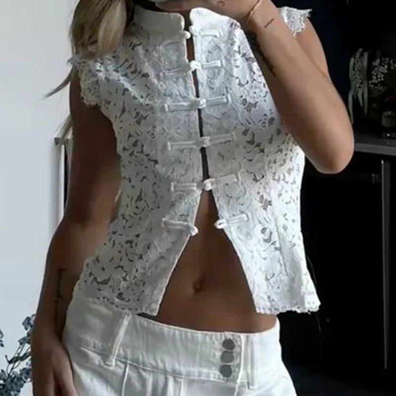 SOERA Odessa Sleeveless Lace Top - Tops - 1005011572413327-;Ba1773374039290174236 White S