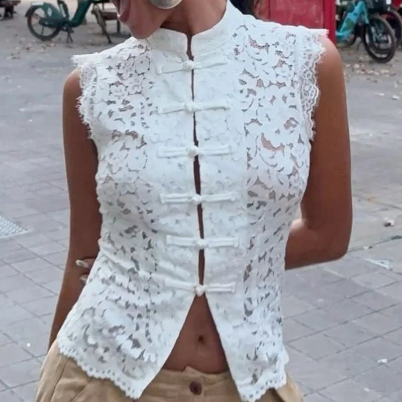 SOERA Odessa Sleeveless Lace Top - Tops - 1005011572413327-;Ba1773374039290174236 White S