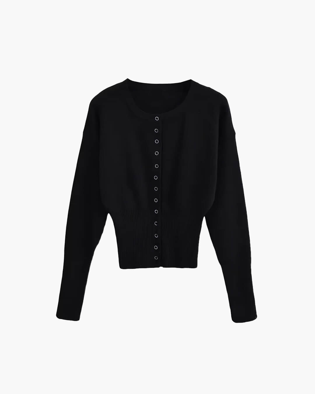 SOERA Shelly Snap Button Knit Cardigan - Tops - 1005008470676796-;WR1761640573847974052 Black M