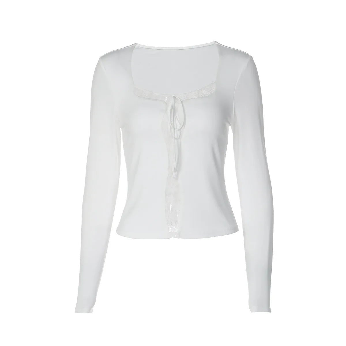 SOERA Wren Lace Patchwork Square Neck Crop Top - Tops -  White S