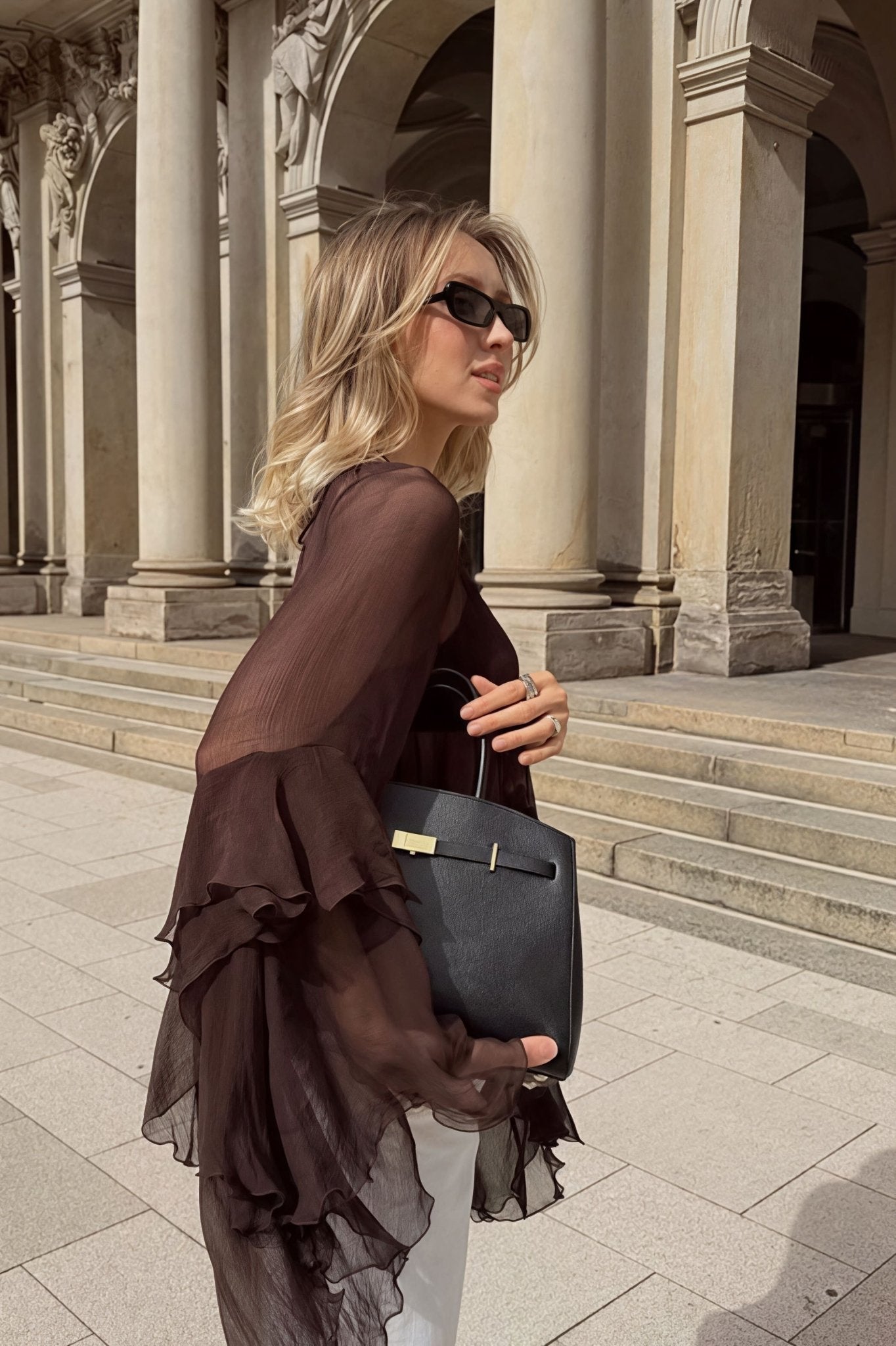 SOERA Greta Ruffled Bell Sleeves Chiffon Blouse - Women’s Blouses - cG1776026011578633179 M