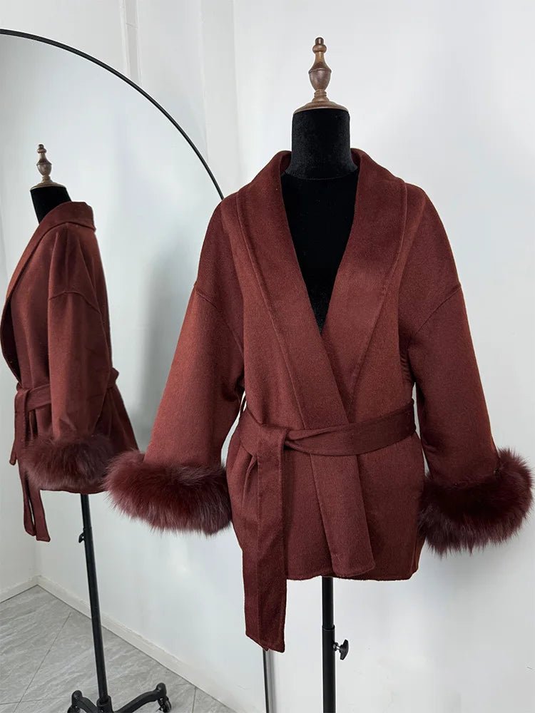 SOERA Wool Coat with Faux Fur - Women's Coats & Jackets - 3256809512722732-;qE1766845283309044687 Burgundy S